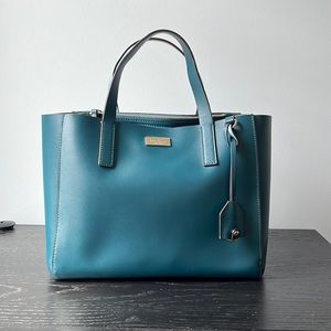 Teal Kate Spade Leather Tote with Optional Cross Body Strap